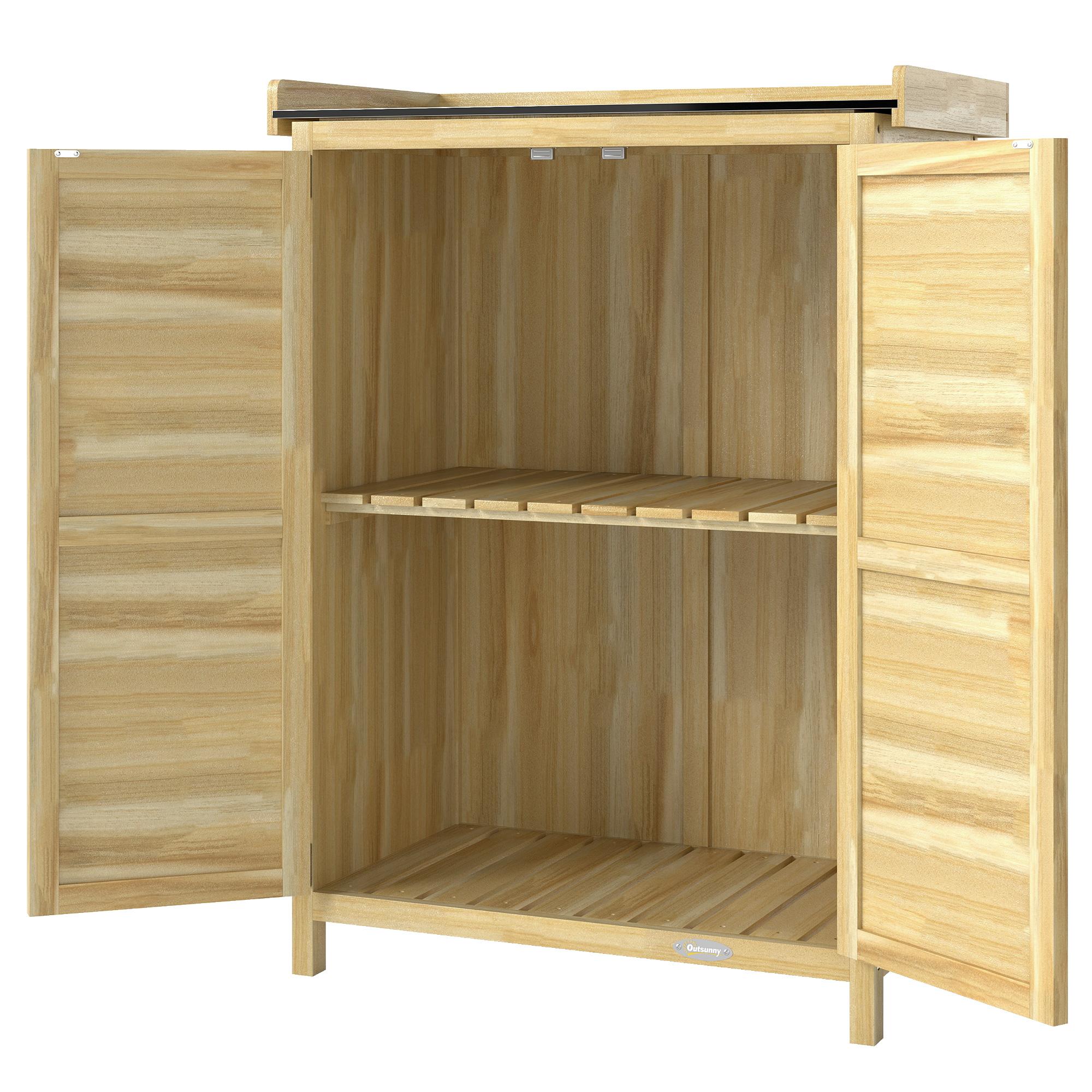 Armoire de Jardin Extérieure en Bois avec Plan de Travail en Métal Galvanisé 71,5x39x95cm Naturel