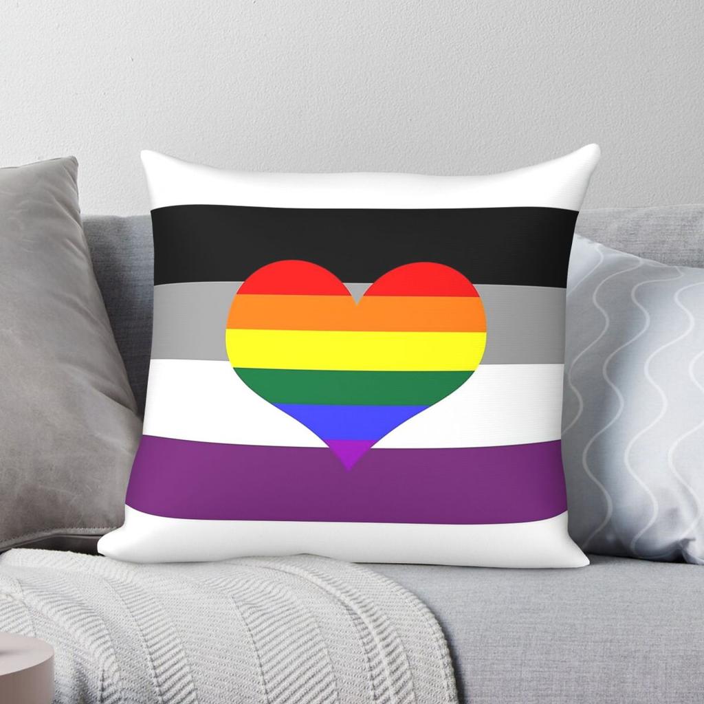 Gay Asexual Pride Flag Square Pillowcase Polyester Linen Velvet Printed Zip Decorative Throw Pillow Case Bed Cushion Wholesale