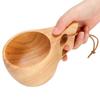 Wooden Milk Cup Smooth Handle  Cup Comfortable  Grip Salad  Mug  Table Use