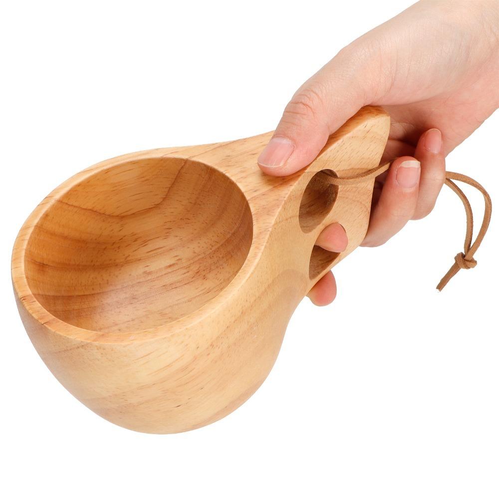 Wooden Milk Cup Smooth Handle Cup Comfortable Grip Salad Mug Table Use
