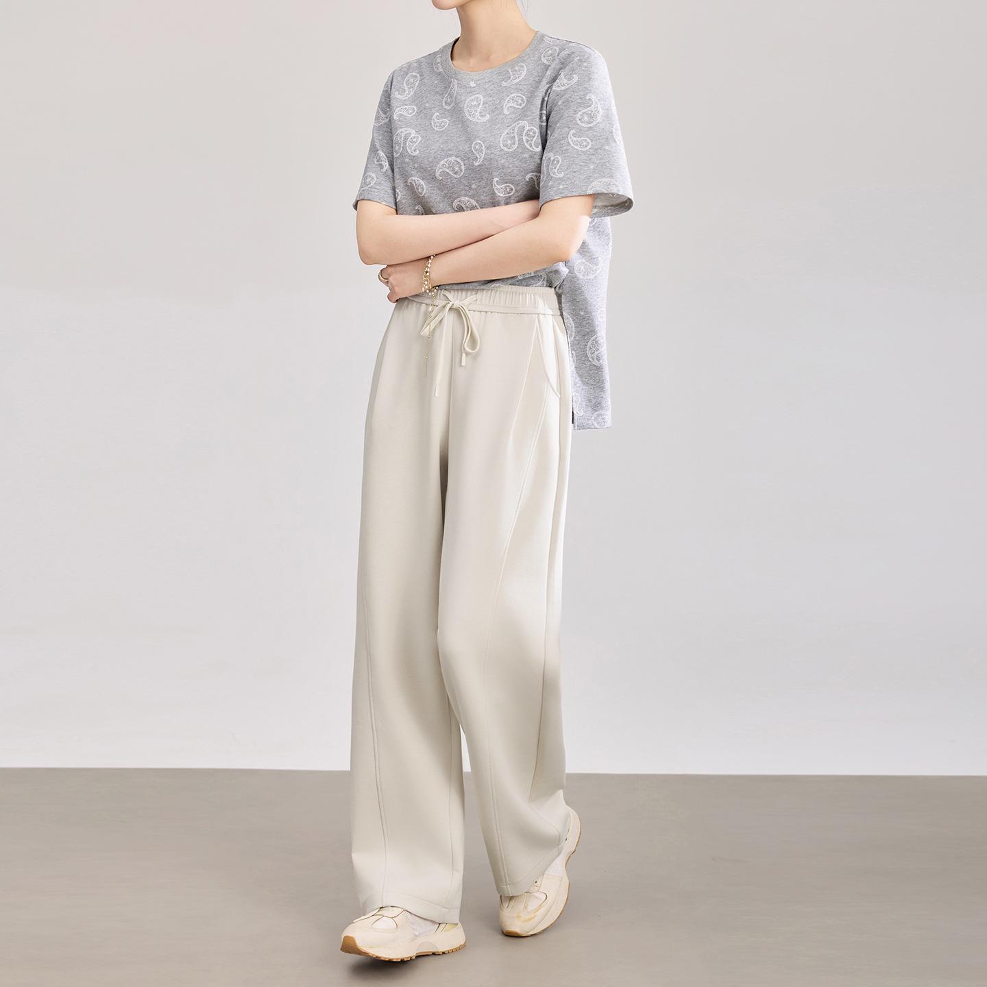 

Modal Cotton Tie-Waist Straight-Leg Casual Pants for Women - Summer New Arrival XXL абрикосовый/кремовый