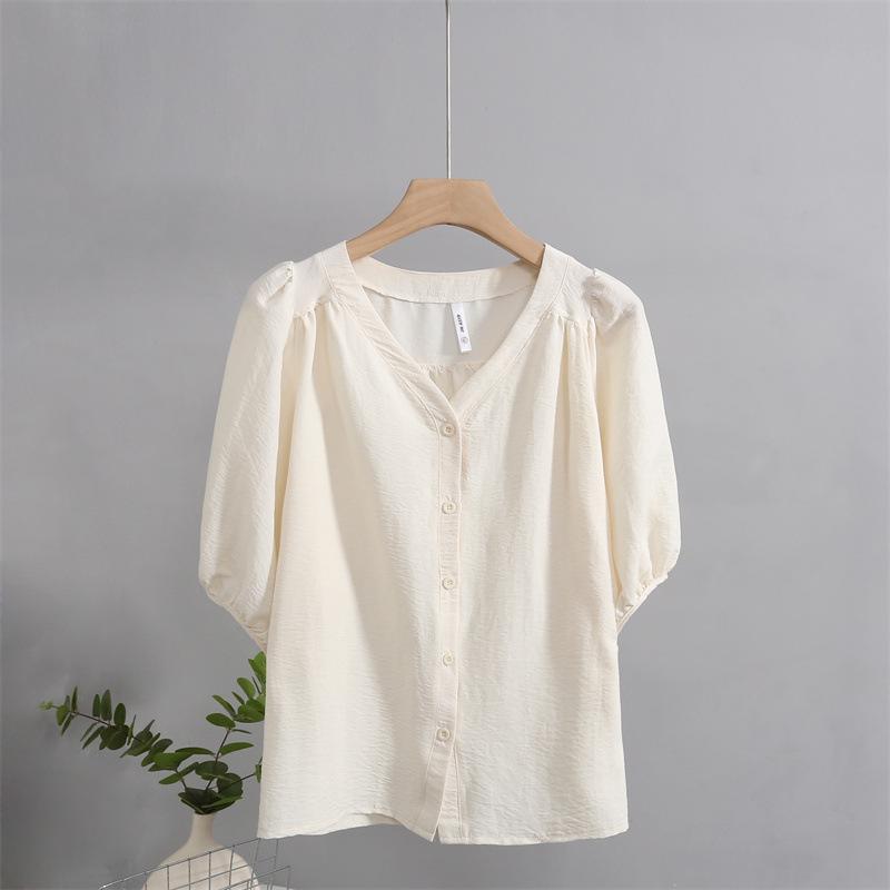2025 Summer Women's Fashionable Loose V-Neck Short Sleeve Cardigan Top