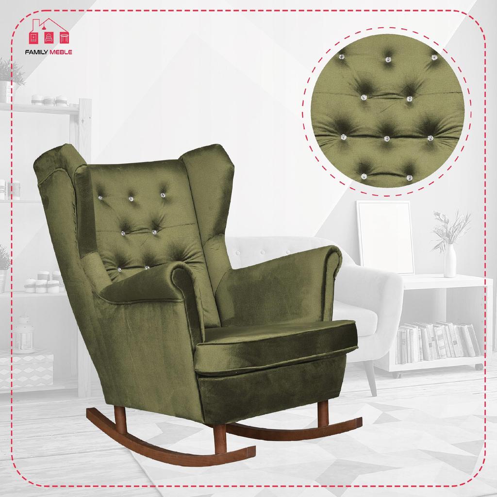Diana Rocking Chair, Scandinavian, Family Meble, Olive Green