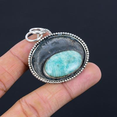 Gift For Women Jewelry Pendant 925 Sterling Silver Natural Amazonite Gemstone