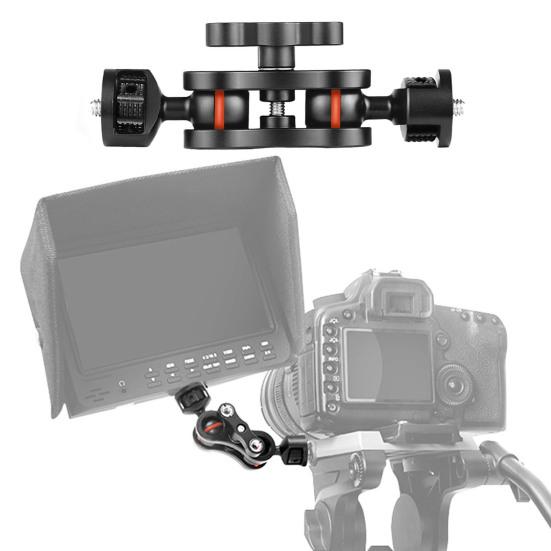 Double Ball Arm Camera Mount 1/4-inch Thread Aluminum Alloy Rotatable Ball Head LED Fill