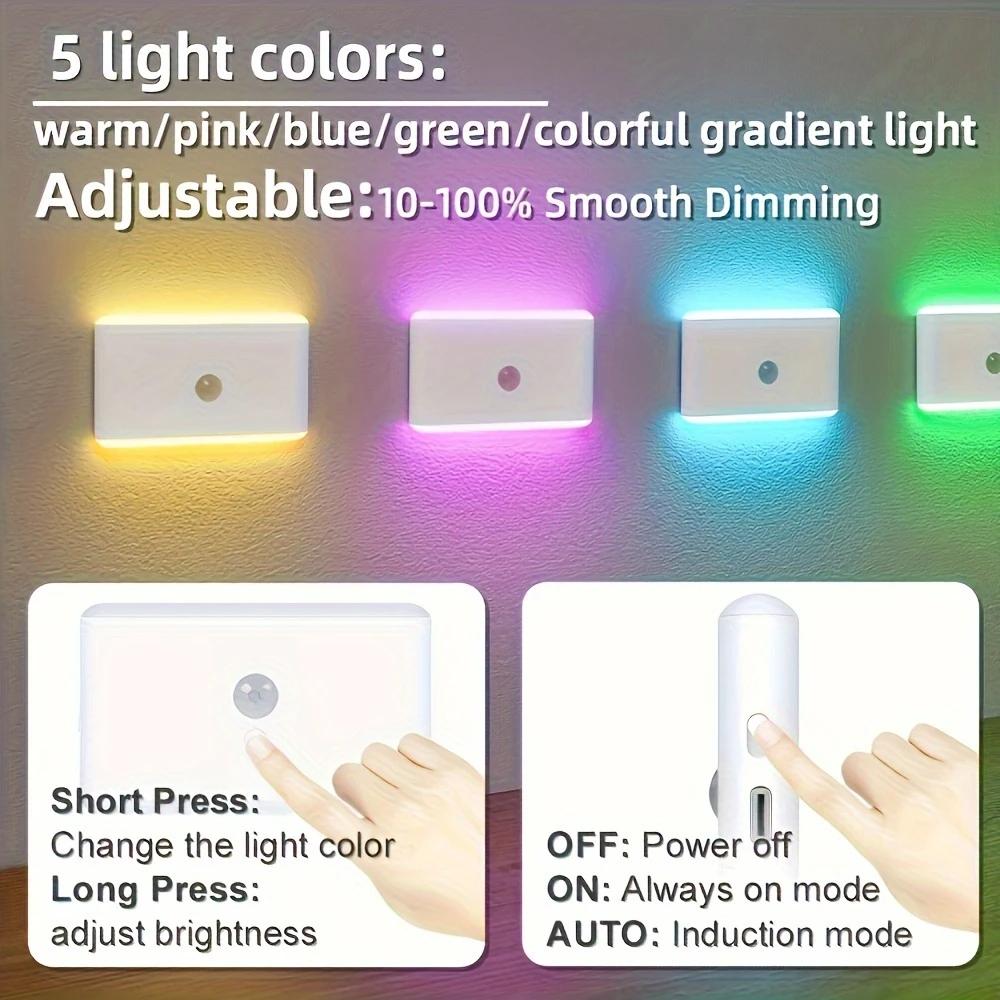 RGB LED Motion Sensor Light USB Rechargeable Wall-Mounted Night Light for Holiday Decorations, Motion Sensor Light Indoor