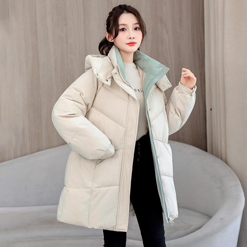 Winter New Style Hooded Versatile Cotton Coat Loose Cotton Coat Modern Style Mid-length Warm Cotton Jacket Women's Coat