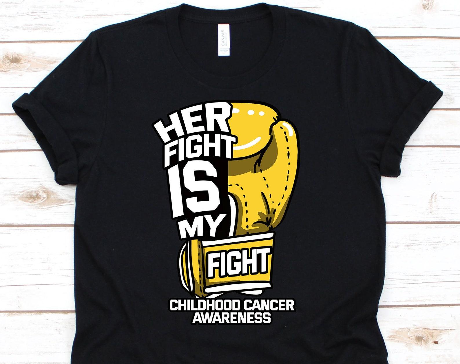 Her Fight Is My Fight Shirt, Childhood Cancer Ribbon Awareness Support Tee For Children, Kids Cancer Shirt, Fight Like A Kid Gift S