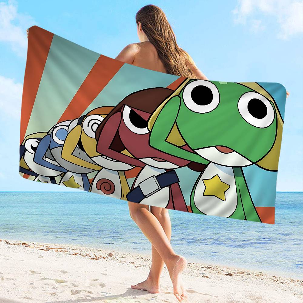 Cartoon Funny Keroro Gunsou Frog Microfiber Printed Beach Towel Mountain Climbing Beach Swimming Running Absorbent Soft Towel