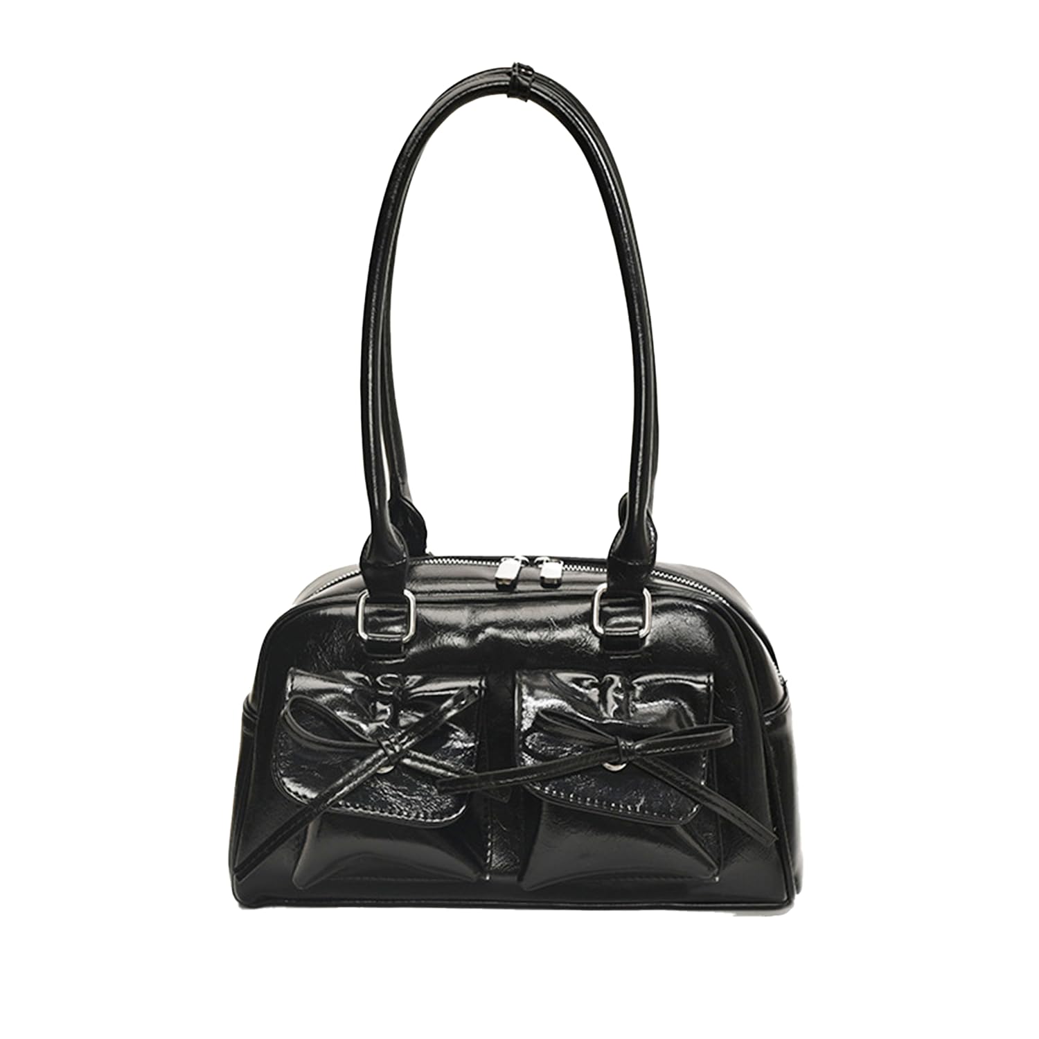 

Horizontal ribbon Boston shoulder shoulder bag for large cute [Lapimou] bag, bag, bag, Boston, handbag, bag, bag, women, horizontal, ribbon, bow, чорний