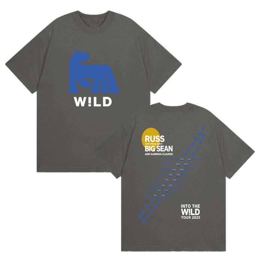 Russ Into The Wild Tour 2025 T-Shirt Herren Damen Vintage Hohe Qualität Mode T-Shirts Lässig Übergroß Baumwoll-T-shirt Streetwear