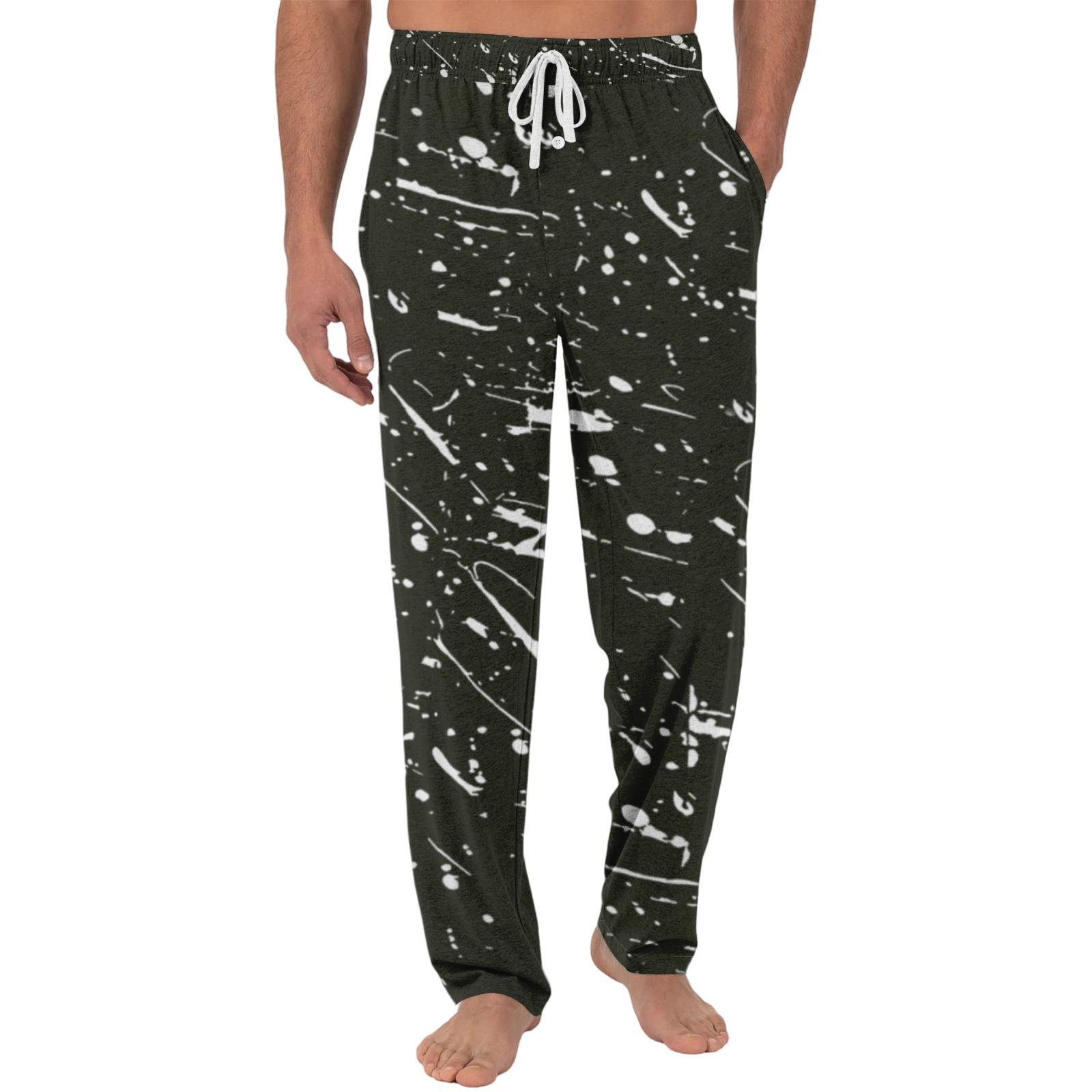 Men s casual and fashionable tie- textured print pants - Men s drawstring waist cinched lightweight sports pants M