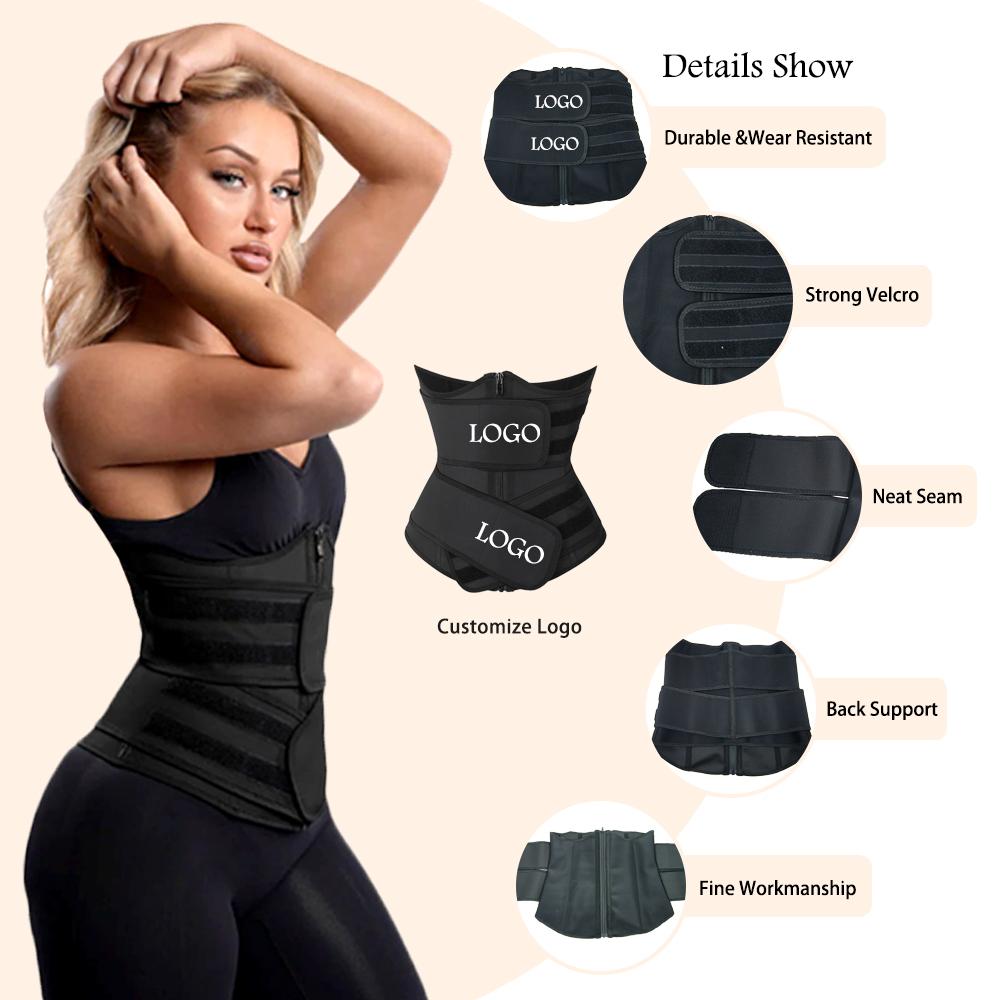 Hot Selling Latex Waist Trainer Womens Waist Corset Slimming Belt Weight Loss Sports Fitness Shapewear with Zipper 9 Steel Bones