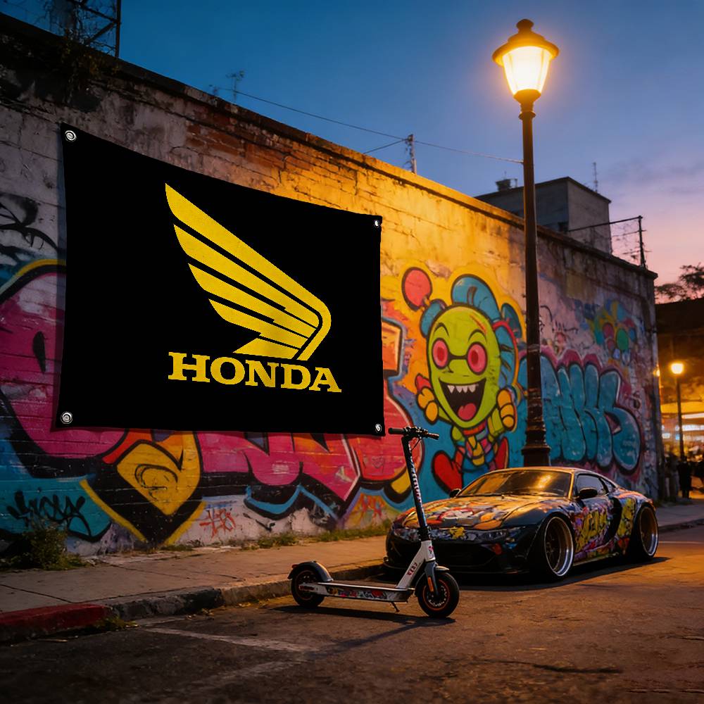 Motorcycle For HONDA Premium Flag 120g Polyester Eco Friendly Print Waterproof Wear Resistant Home Party Decor Banner PH2