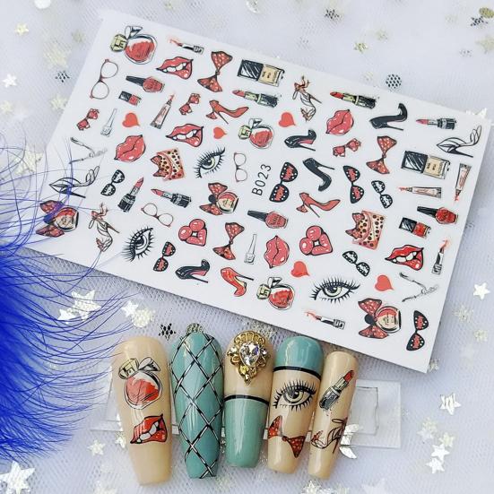 12Pcs/Set Nail Sticker Non-Fading Self-Adhesive Excellent Saturation Valentine DIY Design Decals Manicure Sticker for Manicure