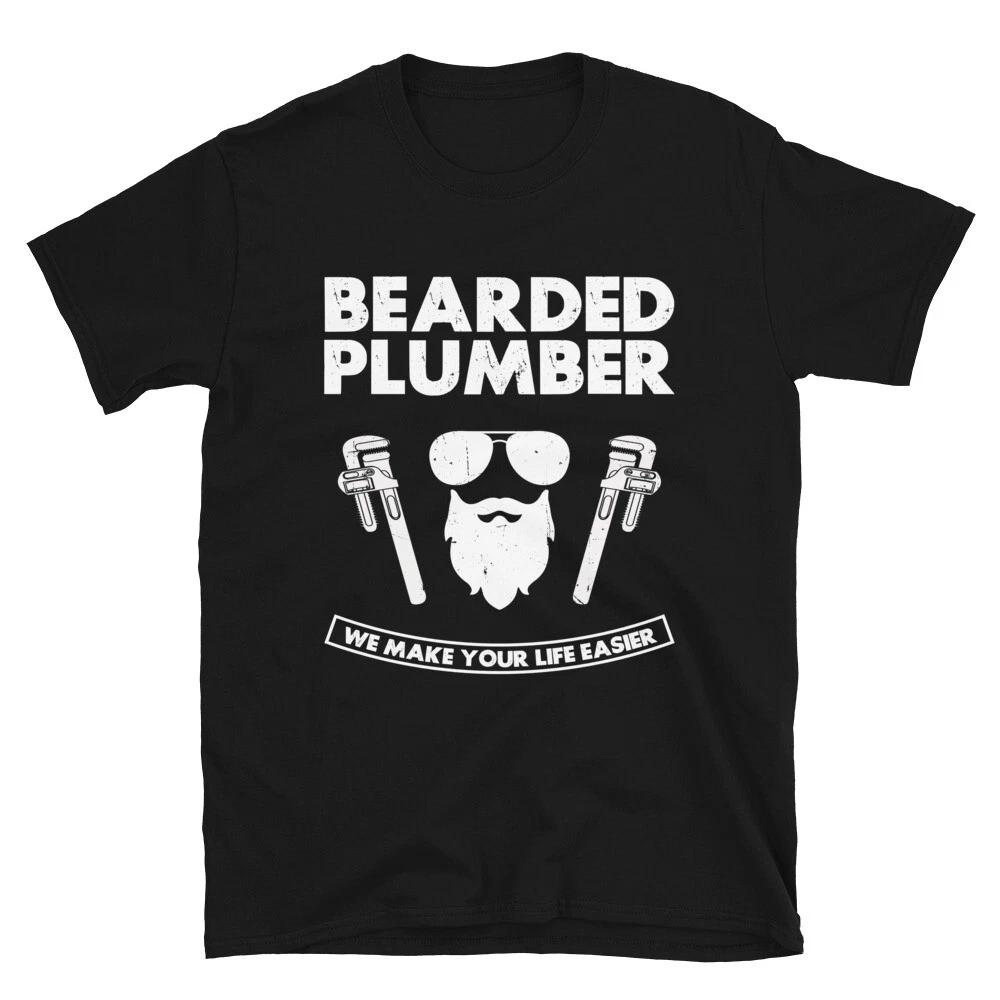 Bearded Plumber Pipefitter Funny Hipster Plumping Journeyman Gift Unisex T- Shirt M