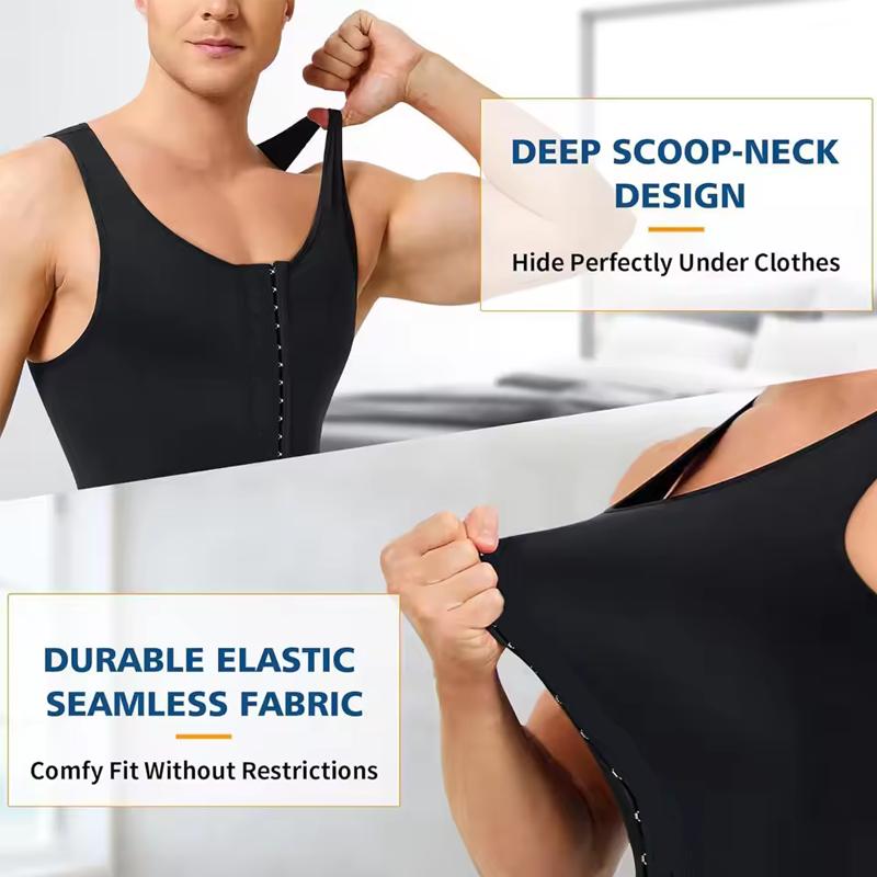 Herren Premium Kompressions Formwäsche Ärmellos Ganzkörperformer Bauchkontrolle Bodysuit Offener Schritt Po-Lifter Haken Unterwäsche Schlankmachende Weste