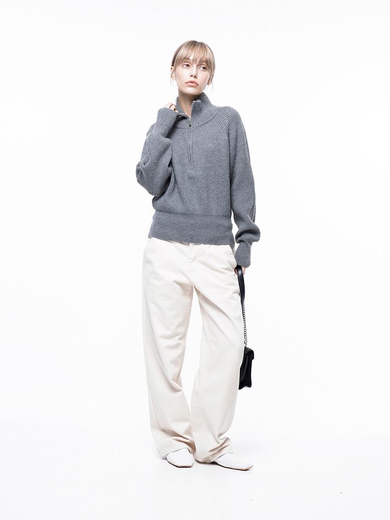 Chaenseseunoi Soft Hazy Half Zip-Up Knit - Gray /W243Tp05Gr
