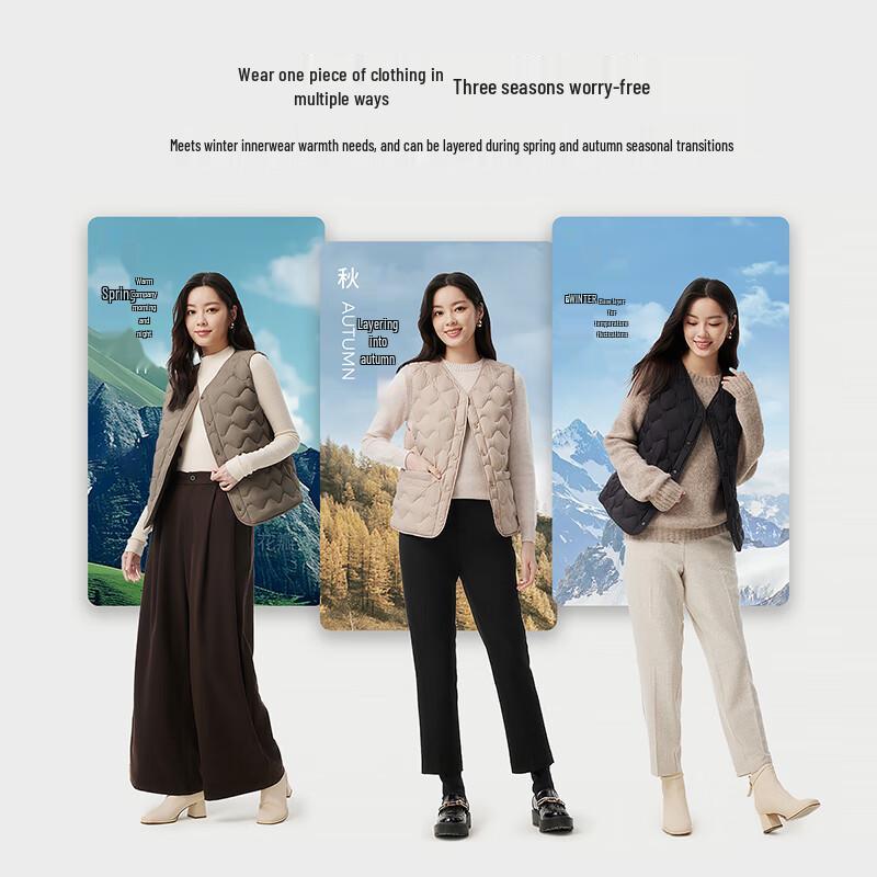 Tanboer Women's Lightweight Collarless Short Down Vest