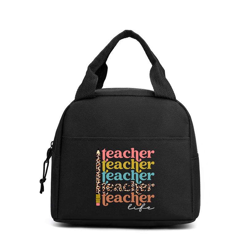 

Blessed Teacher Print Women Men Lunch Bag Fashion Apple Pencil Globe Portable Insulated Bags School Multifunctional Food Handbag