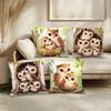 4Pcs Cartoon Owl Family Digital Printing Pillow Cover Short Plush Suitable Living Rooms Bedrooms Sofas Throw Cushion Cover