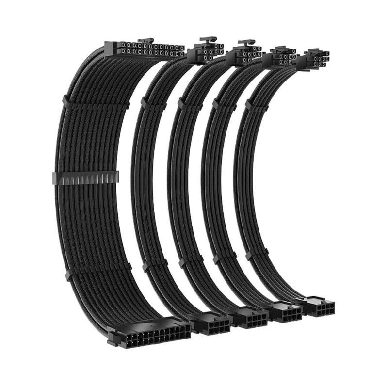 PC Power Supply Sleeved Cable Extension Kit, 35CM ATX24Pin PCIE GPU 8Pin CPU 4+4Pin Extensions with Cable Combs Set