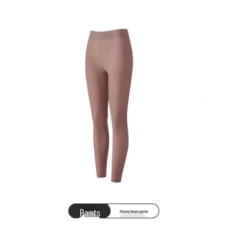 Women's Hyaluronic Acid Skin-Enhancing Thermal Underwear Set: Long Sleeve Top & Long Pants, Round Neck, High Elasticity, Warm Autumn Wear.