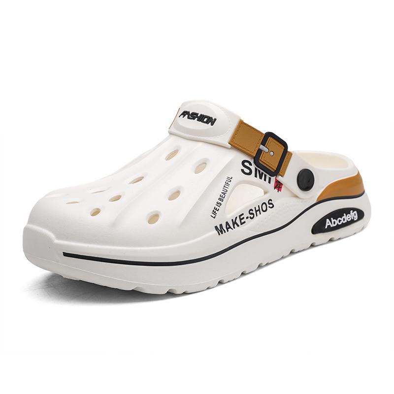 2025 Summer Slippers Men Clogs Non-slip Thick-soled Casual Shoes Outerwear Beach Soft-soled Baotou Slippers Men's Sandals