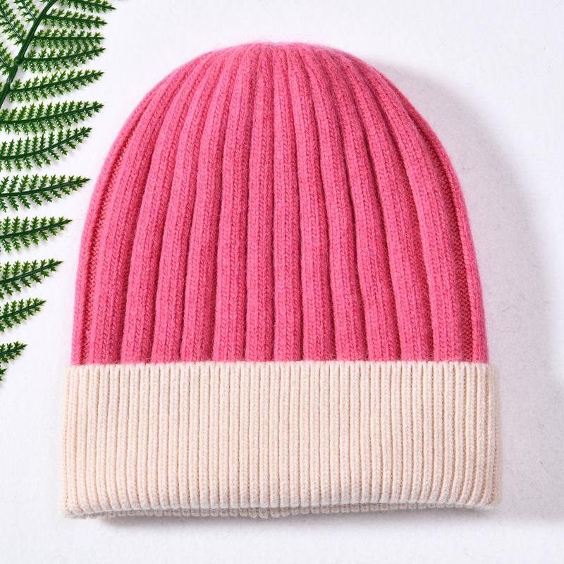 Jxwatcher Wool Cashmere Knitted Warm Beanies Hat Women Outdoor Striped Classic Colorblock Cashmere Knitted Winter Hat One Size