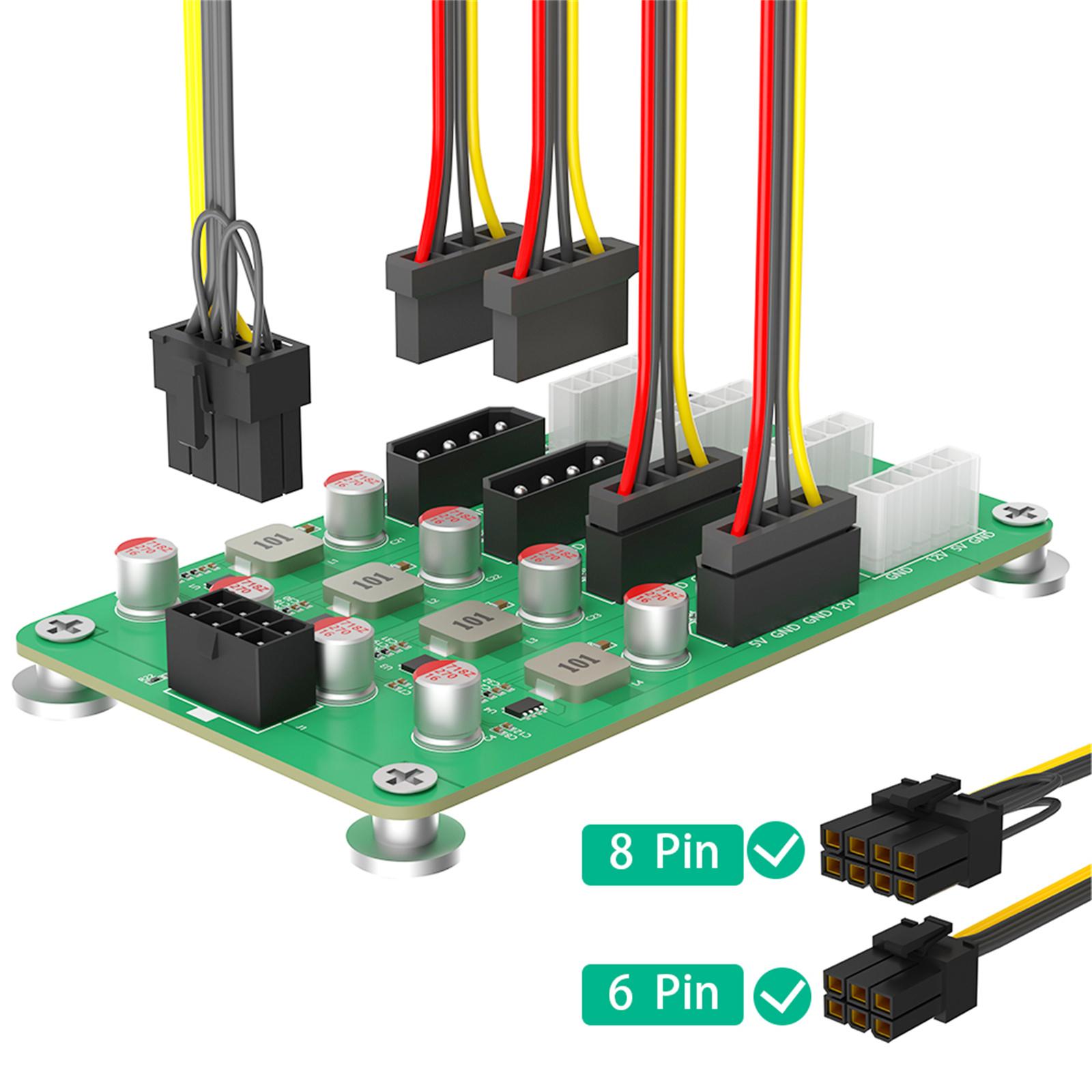 

НОВИЙ ATX 6/8Pin 12V до 5/12V 4x 4PIN та 4x 5PIN Модуль-адаптер розгалужувача живлення для 2.5/3.5 SATA HDD