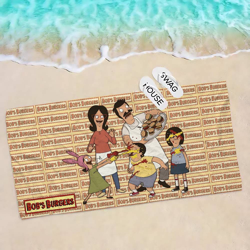 BobS-Burgers Anmie Microfiber Blanket Quick Drying Beach Towels Oversized Printing Super Absorbent Pool Towel Blanket