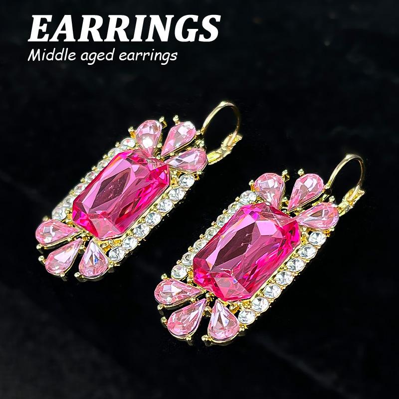 Boucles d'oreilles pendantes Zircon Fleur Colorée pour Femmes, Boucles d'oreilles pendantes Statement pour Fête & Usage Quotidien