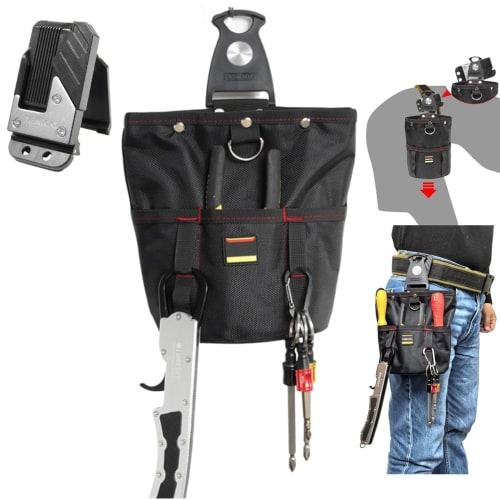 Electrician's Waist Bag with Detachable Tool Holder, Spring Closure, Quick Clip Attachment, Drop Prevention, High-Density Waterproof Oxford Fabric, Mu