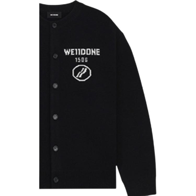 WE11DONE FW26 1506 Logo Button Long Sleeve Knit Sweater Unisex Sweater WD-KC2-26-605-U-BK
