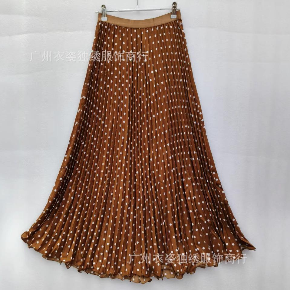 CM Summer South Africa North America Polka Dot Skirt Classic Versatile Skinny Pleated Skirt Long Skirt Women