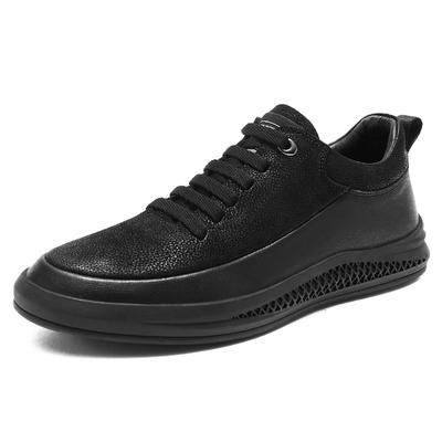 First Layer Cowhide Spring and Summer Classic Black Men's Shoes Genuine Leather Fashion Trendy Shoes Men's Height Increasing Insole Casual Shoes