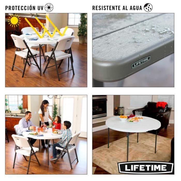 Folding Table - LIFETIME - 122x122x73.5 Cm - Ultra-resistant - Foldable - Outdoor