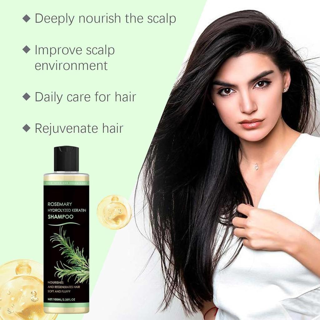 Rosemary Hydrolyzed Keratin Shampoo for Hair Thickening & Volume | Nourishing Formula for Soft & Fluffy Hair | 100 ml