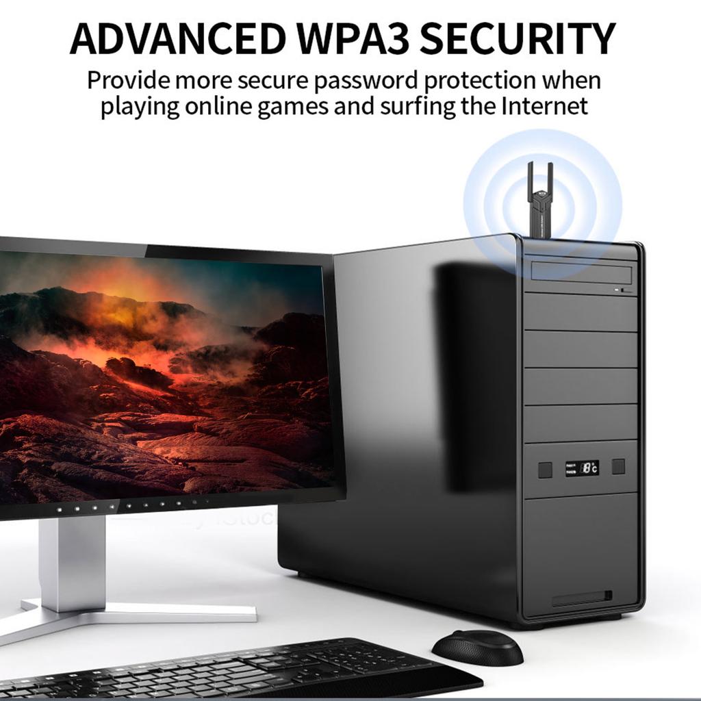 Wifi 6 USB Adapter 2.4G/5Ghz Dual Band Wireless WiFi Receiver USB 3.0 Dongle Network Card Driver Free for Laptop Computer PC