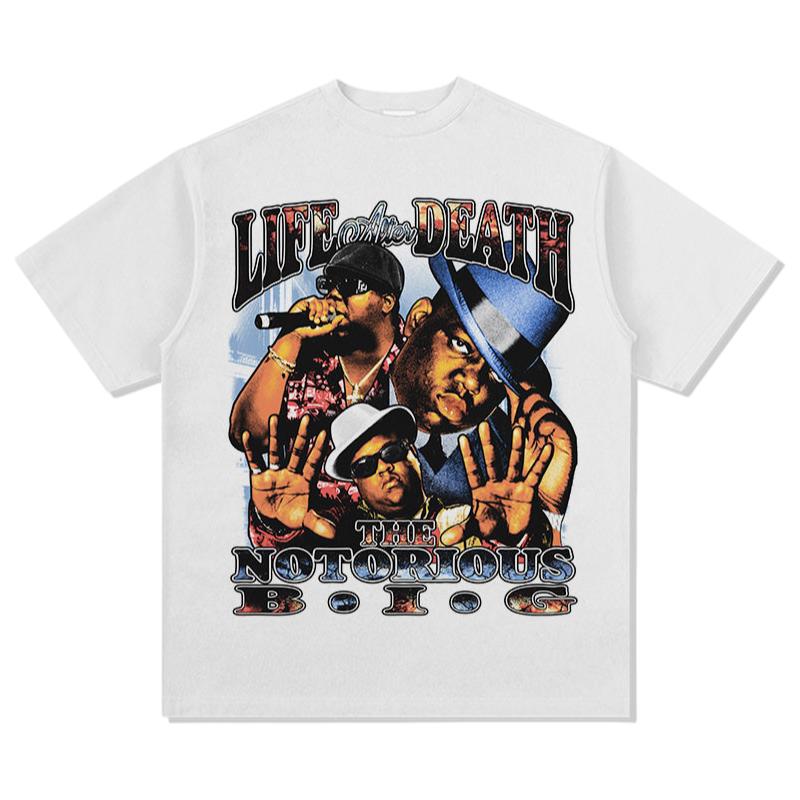 

2026 The Notorious BIG TShirt 90s East Coast Hip Hop Graphic Print Crew Neck Pure Cotton High Street Fashion Tops 4XL