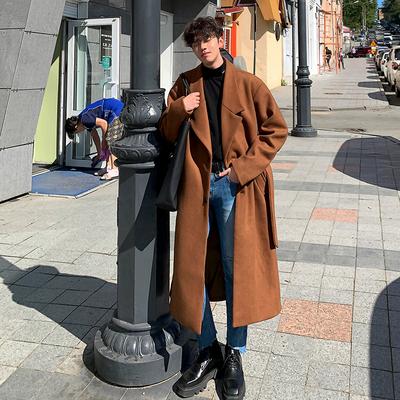 Herren Mittel und Lang Koreanische Version Handsome Doppelseitige Wolljacke Herren Lockerer Trenchcoat