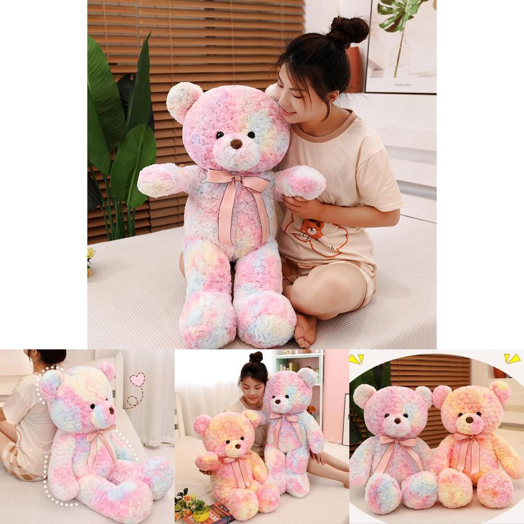 Entzückender Tie-Dye Teddybär Plüschtier mit Regenbogenband Weich und Kuschelig 100cm