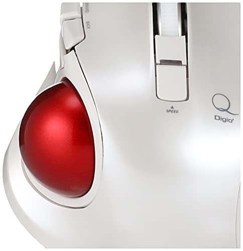 Nakabayashi Digio2 Trackball Mouse, Compact, 2.4GHz Wireless, 5 Buttons, White, Z8364