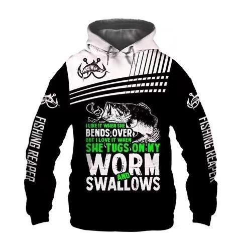 Sweat à capuche unisexe avec impression numérique 3D Motif pêcheur Luya pull de sport d'extérieur