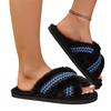 Women's Plush Cross Strap Slippers - Fashionable Cotton House Shoes for Casual Indoor Wear