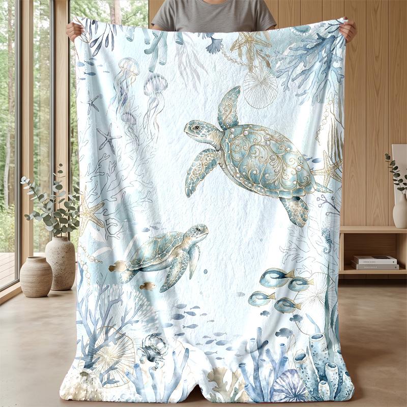 Oceanic Mandala Theme blanket Lightweight Warm Flannel Blanket Decorative Throw Blanket for Home Decoration