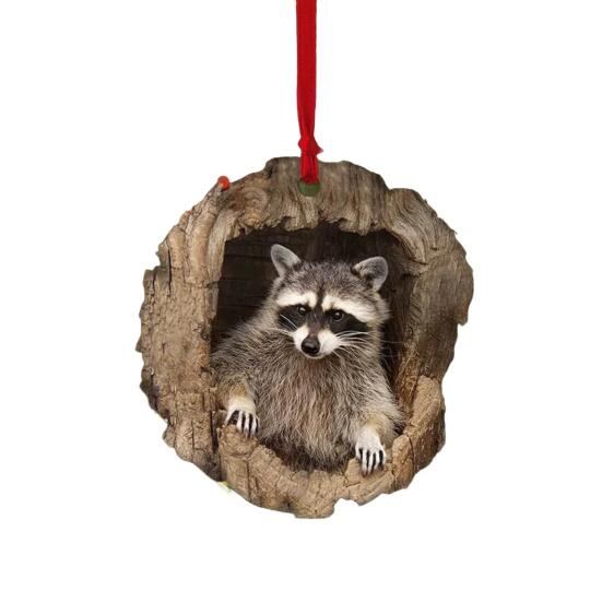 Forest Animal Christmas Ornament 2D Acrylic Owl Raccoon Koala Squirrel Xmas Tree Hanging Decoration for Tree Home Party Decor
