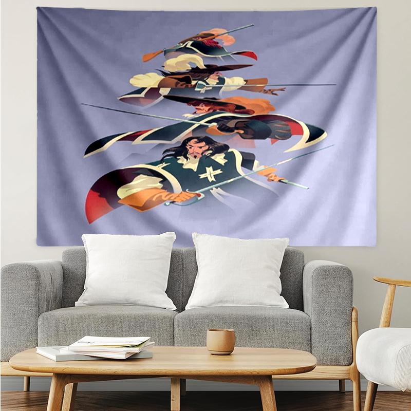 The Three Musketeers Print Tapestry, Backdrop, Easy Setup, Ideal for Bedroom, Office & Living Room, with Aesthetic Wall Hanging Decor.