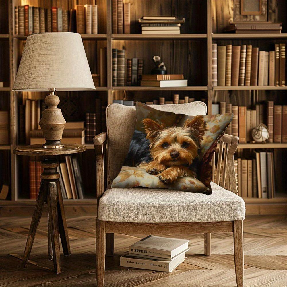 1Pc Pillowcase Yorkshire Little Lion Relaxation Pillowcase, Machine Washed, Single Side Printed