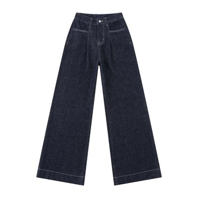 High-waist American Retro Wide-leg Jeans for Women In Spring and Autumn New Loose and Versatile Draping Slimming Straight-leg Mopping Pants